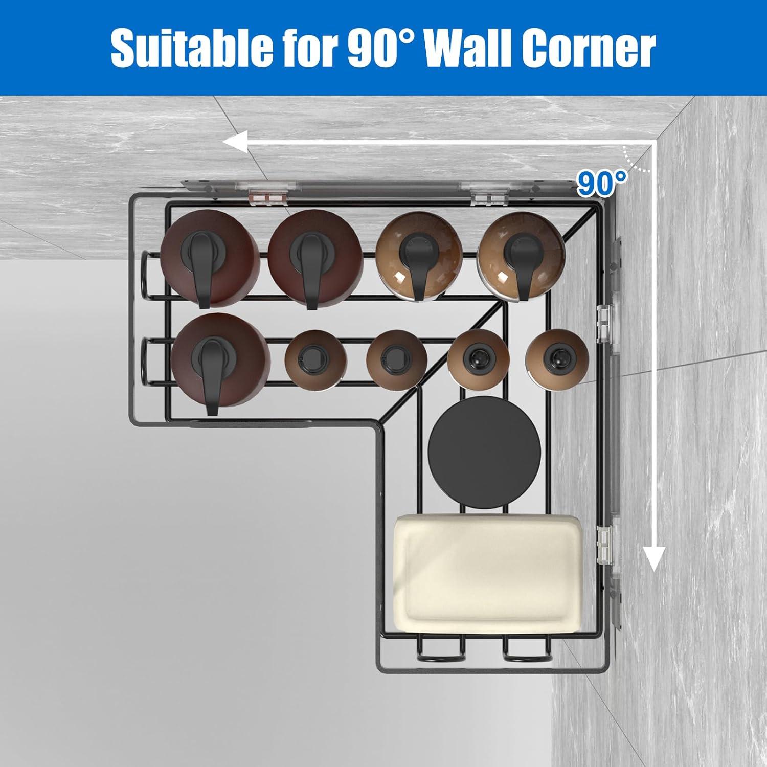 Duschablage ohne Bohren Schwarz 3 Stück Badezimmer Organizer