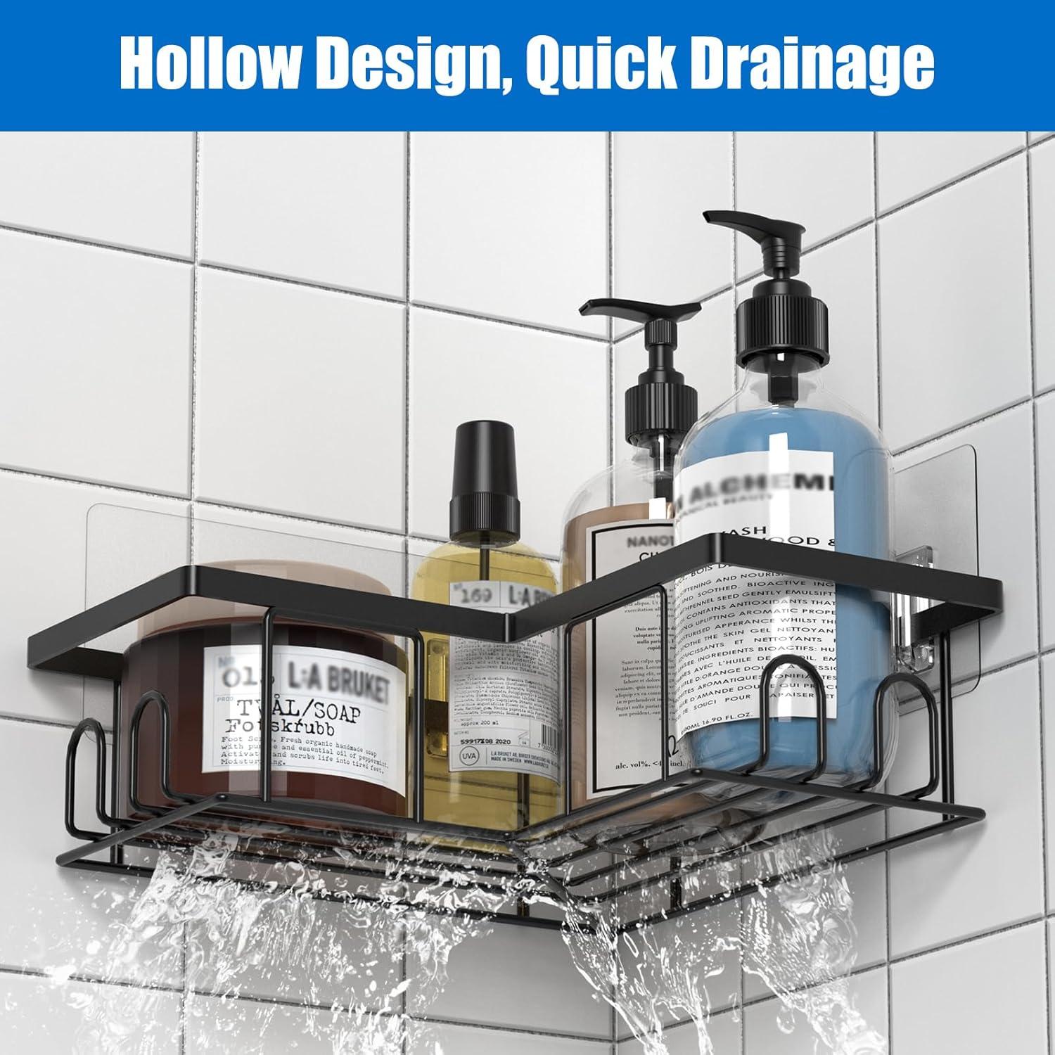Duschablage ohne Bohren Schwarz 3 Stück Ecke Organizer
