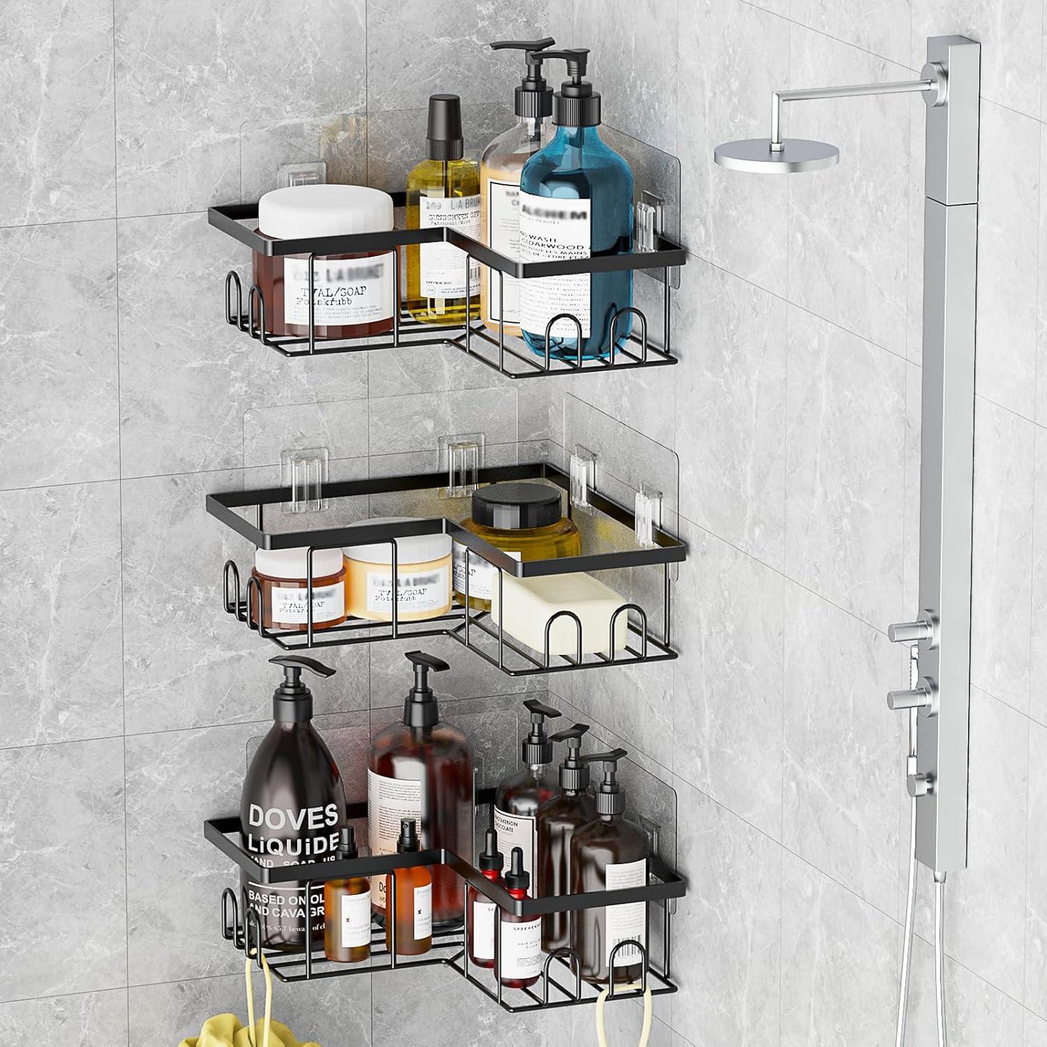 Duschablage Schwarz Wasserdicht Rostfrei 3er-Set Ecke ohne Bohren
