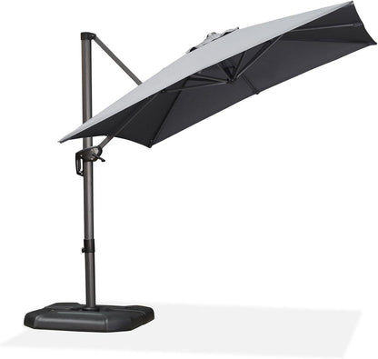 Ampelschirm Aluminium 250x250cm UV-beständig 360° drehbar Hellgrau