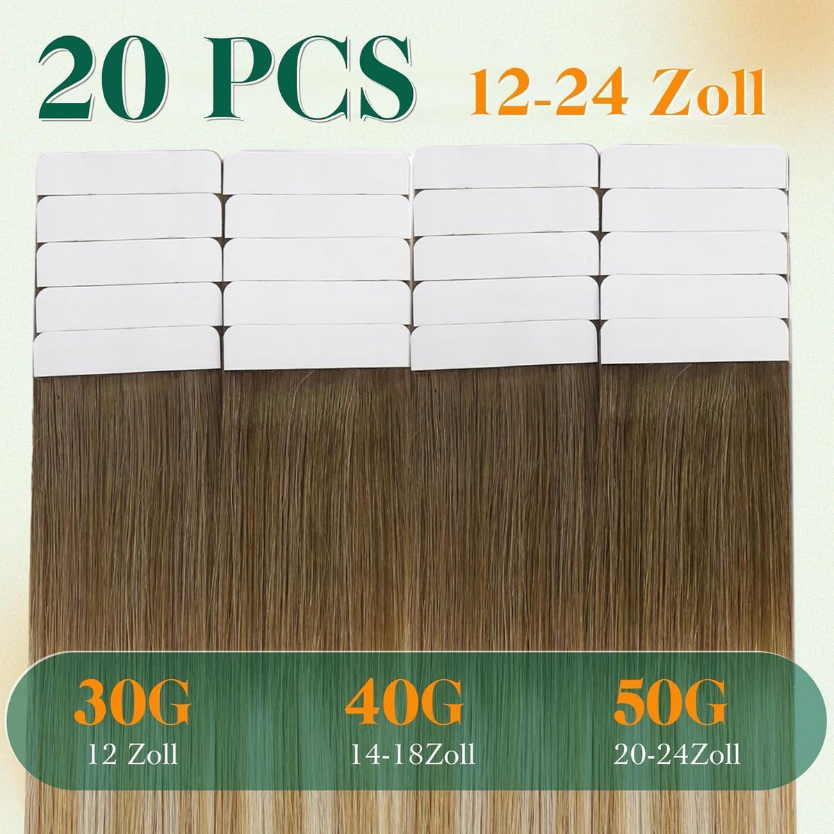 Echthaar Tape Extensions Balayage Blond Mix 55cm