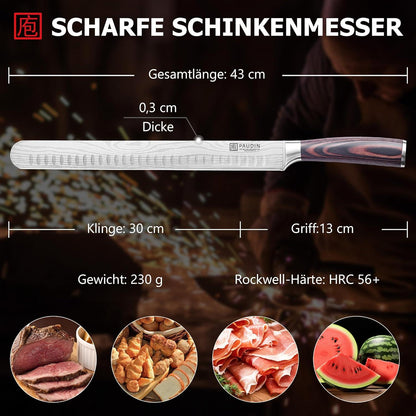 PAUDIN Tranchiermesser 30cm Profi Fischmesser Edelstahl Scharfe Klinge