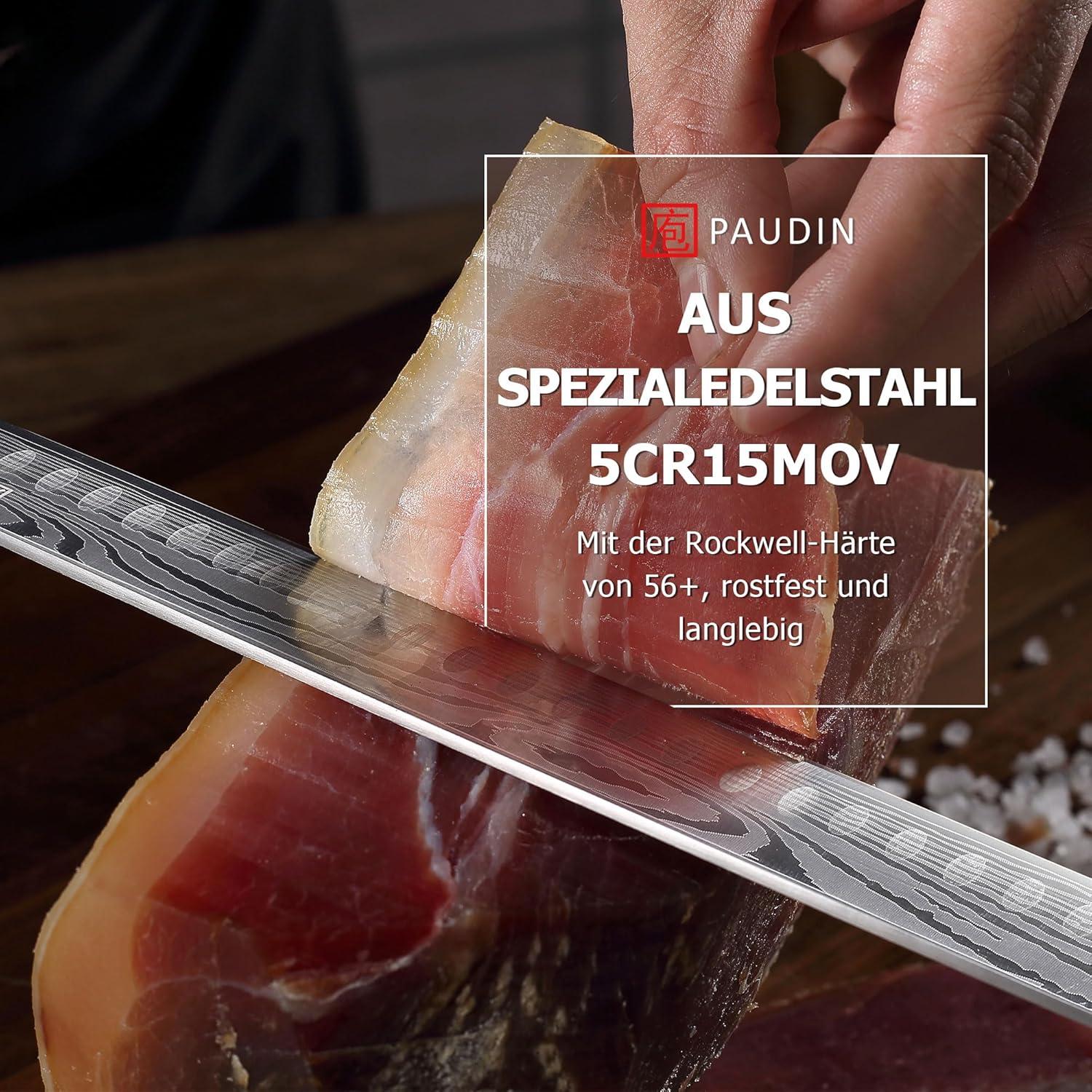 Schinkenmesser Tranchiermesser 30cm Edelstahl Lachsmesser Pakkaholz