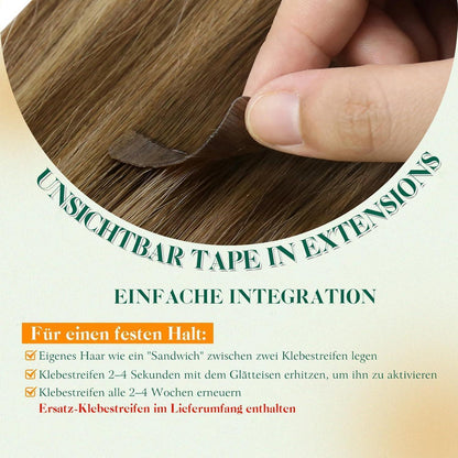 Echthaar Tape Extensions Braun Balayage Ombre 50cm