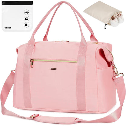 Handgepäcktasche 40x20x25cm mit Kulturtasche & Schuhtasche (Rosa)