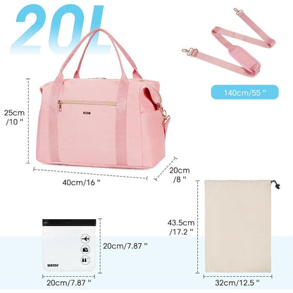 Handgepäcktasche 40x20x25cm mit Kulturtasche & Schuhtasche (Rosa)