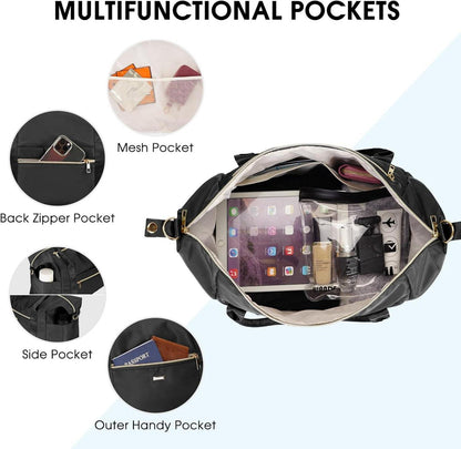 Handgepäck Reisetasche 40x20x25cm mit Kulturbeutel und Schuhtasche - Schwarz 20L