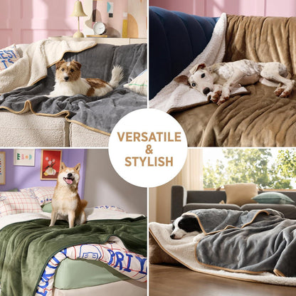 Wasserdichte Hundedecke XXXXL Dunkelgrau Sherpa & Flanell
