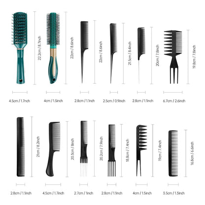 Multifunktionales Styling Kamm und Bürstenset, 12 Stück für