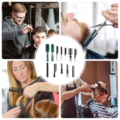 12-tlg. Styling Kamm Bürstenset Männer Frauen Haarstyling Föhnen Glätten