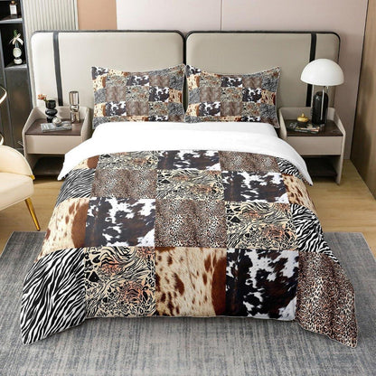 Rustikales Bettwäsche Set – Zebra Kuh Design 220x240 in Lederoptik