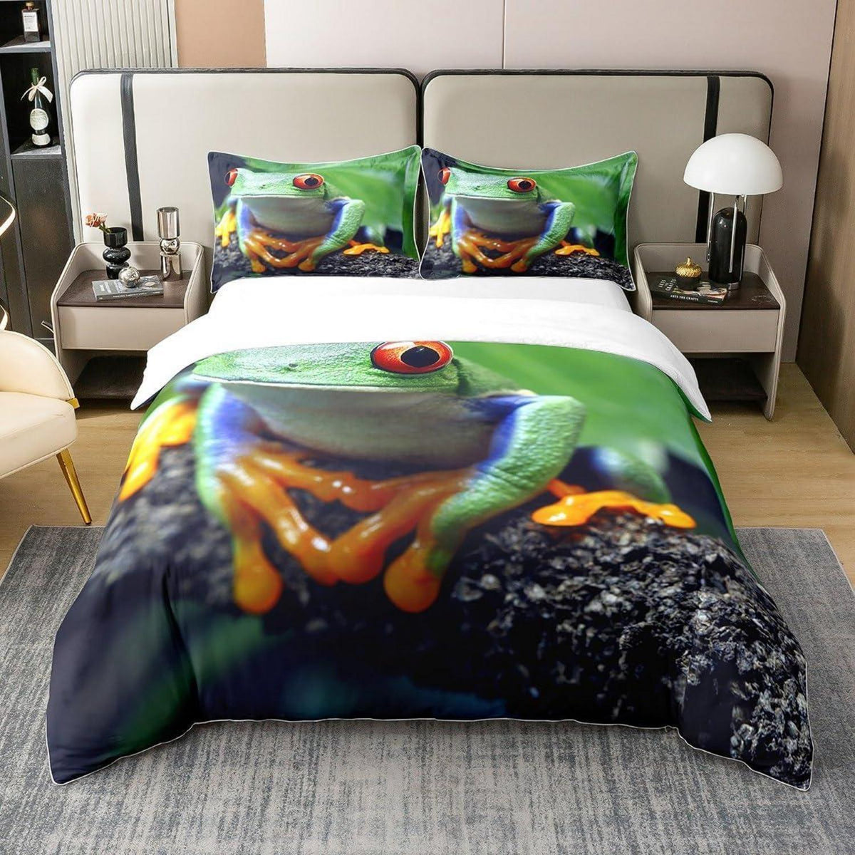 Baumwoll Bettbezug Frosch Familie Kinderzimmer Set 220x240