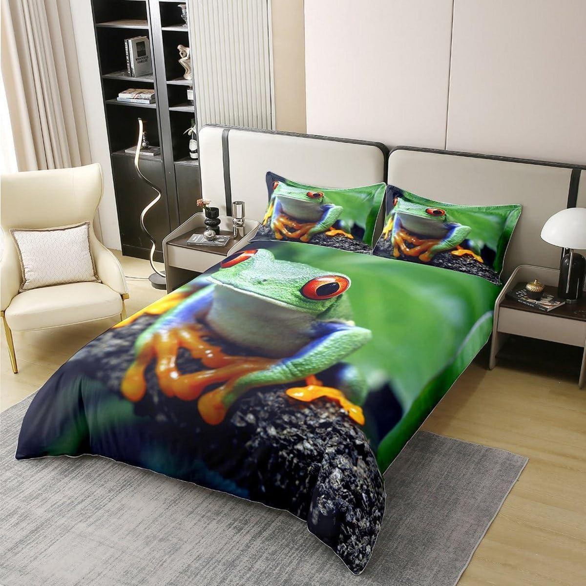 Baumwoll Bettbezug Frosch Familie Kinderzimmer Set 220x240