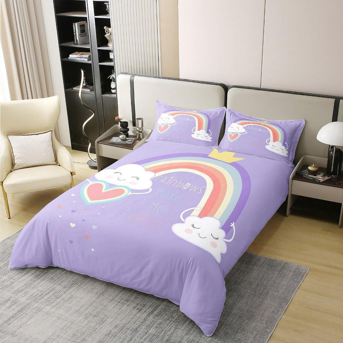 Bio Baumwoll Bettbezug Regenbogen Kinderzimmer Set