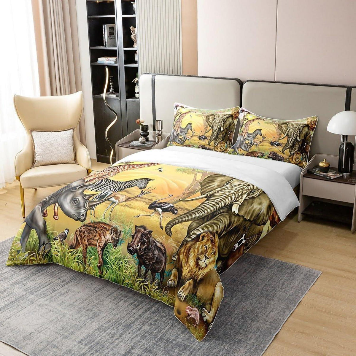 Bio Baumwoll Bettwäsche Set Safari Tiere 220x240
