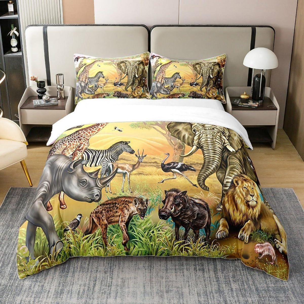 Bio Baumwoll Bettwäsche Set Safari Tiere Kinderzimmer
