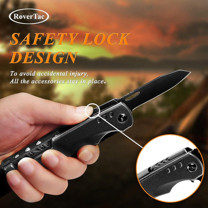 Multitool Axt Messer Hammer für Männer Camping Schwarz