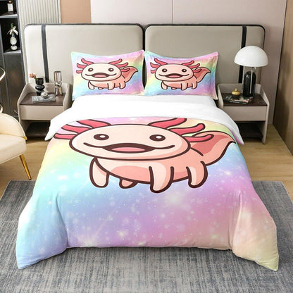 Axolotl Baumwoll Bettbezug Set 200x200 mit Kissenbezügen