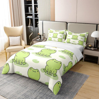 Kindbettwäsche Frosch Baumwolle 220x240 mit Kissenbezügen