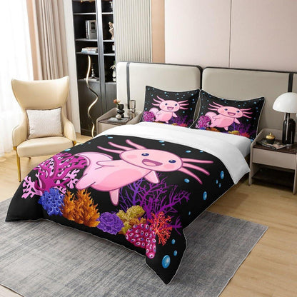 Axolotl Bettwäsche Set 200x200 Baumwolle Kawaii Unterwasserwelt