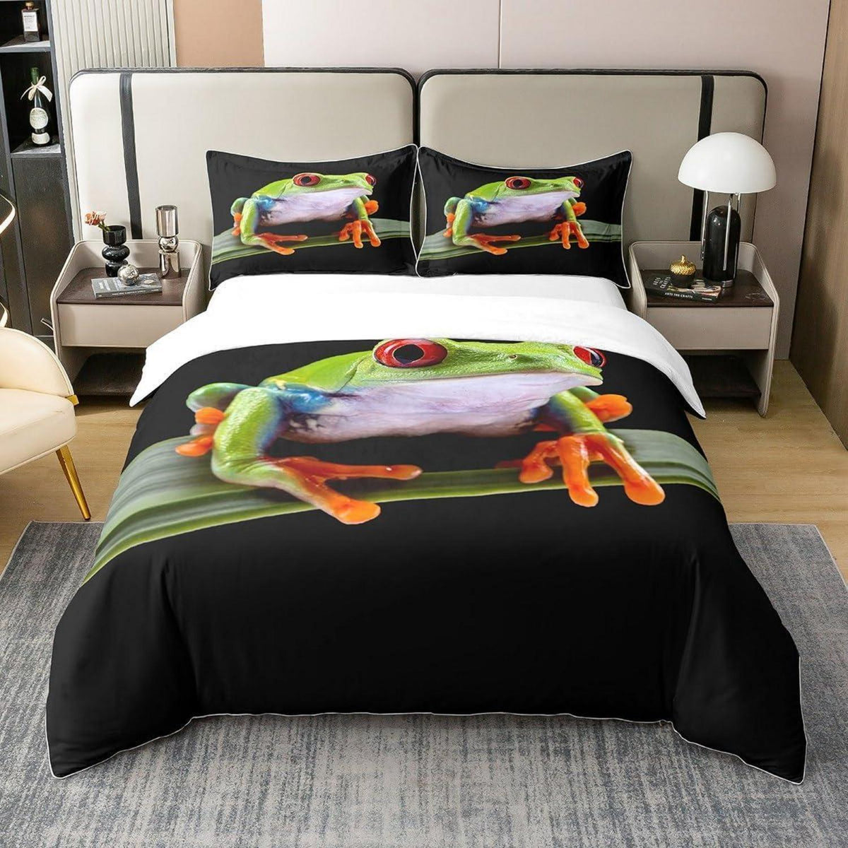 Baumwoll Bettbezug Frosch 200x200 mit Kissenbezügen