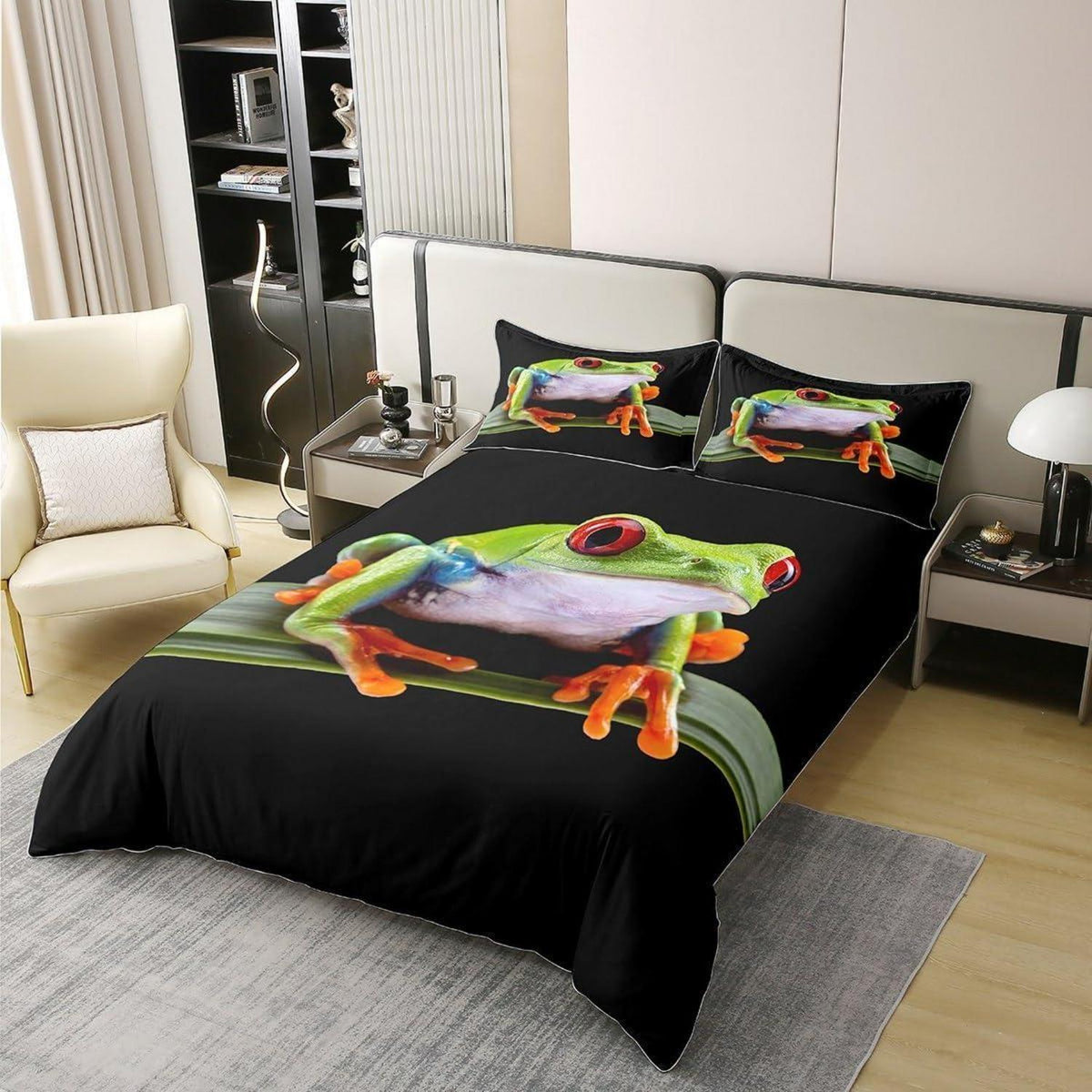 Baumwoll Bettbezug Frosch 200x200 mit Kissenbezügen