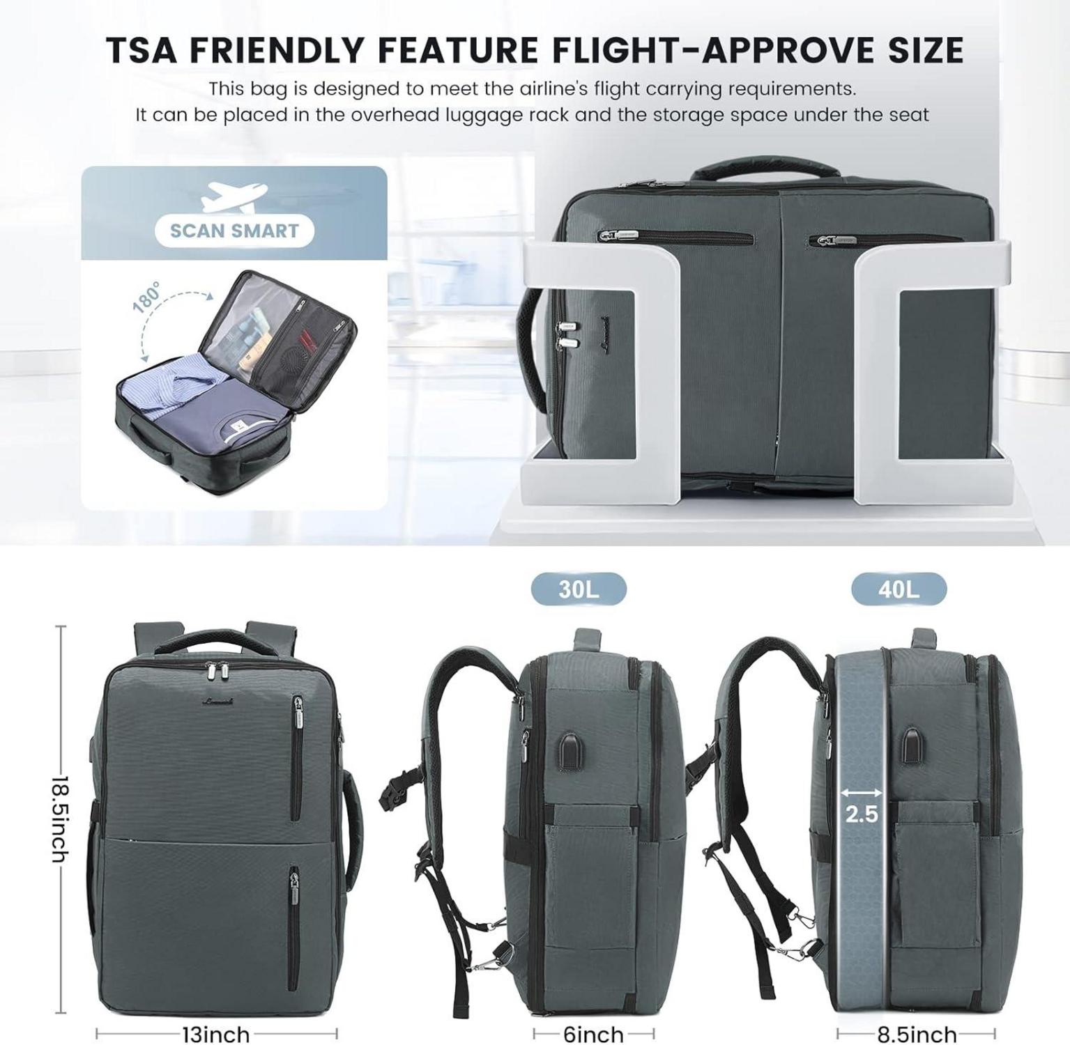 Rucksack Handgepäck Abnehmbarer Reise 17 Zoll Laptop Kofferrucksack