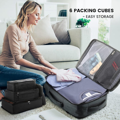 LOVEVOOK Rucksack Handgepäck Schuhfach, Wasserdicht 17 Zoll, leichte Reisetasche, Cabin max 55x40x20, Koffer für Flugzeug, Urlaub, Wandern, Grau