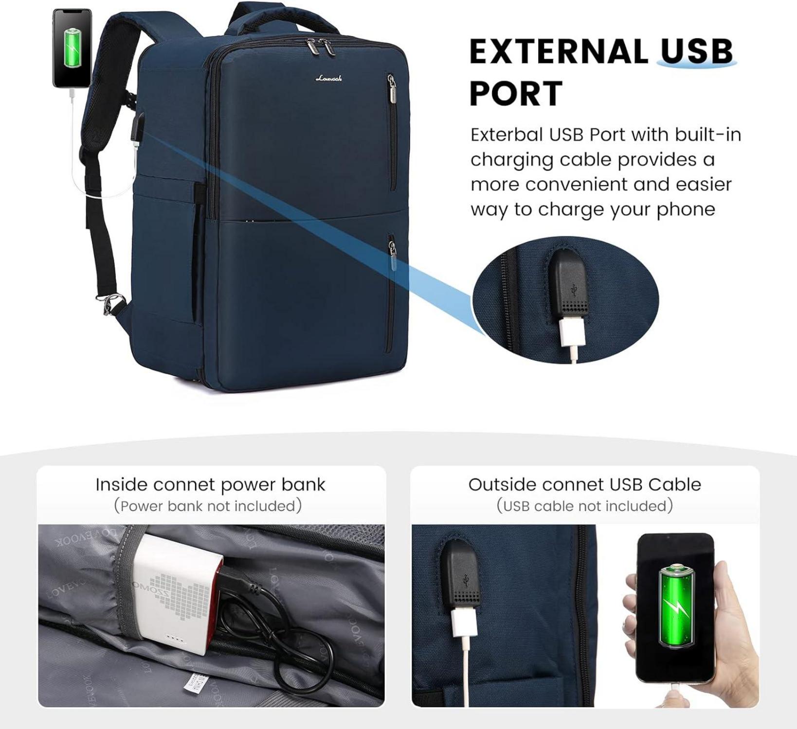 LOVEVOOK Rucksack Herren 17.3 Zoll Dunkelblau - Wasserdicht, Erweiterbar, Laptop, Business, Urlaub