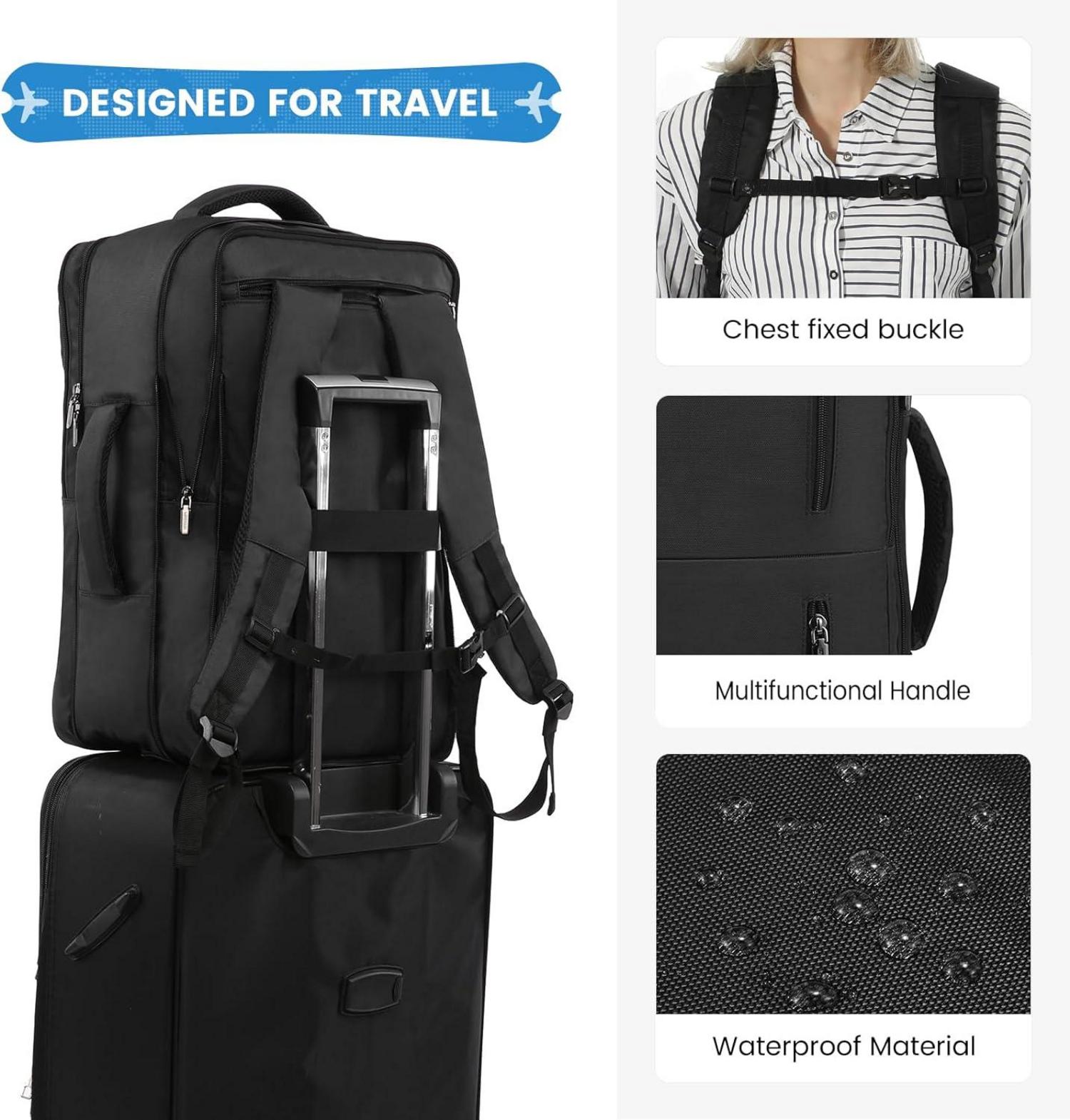 Handgepäck Rucksack Damen Herren Reiserucksack Business Laptop 18 Zoll Schwarz