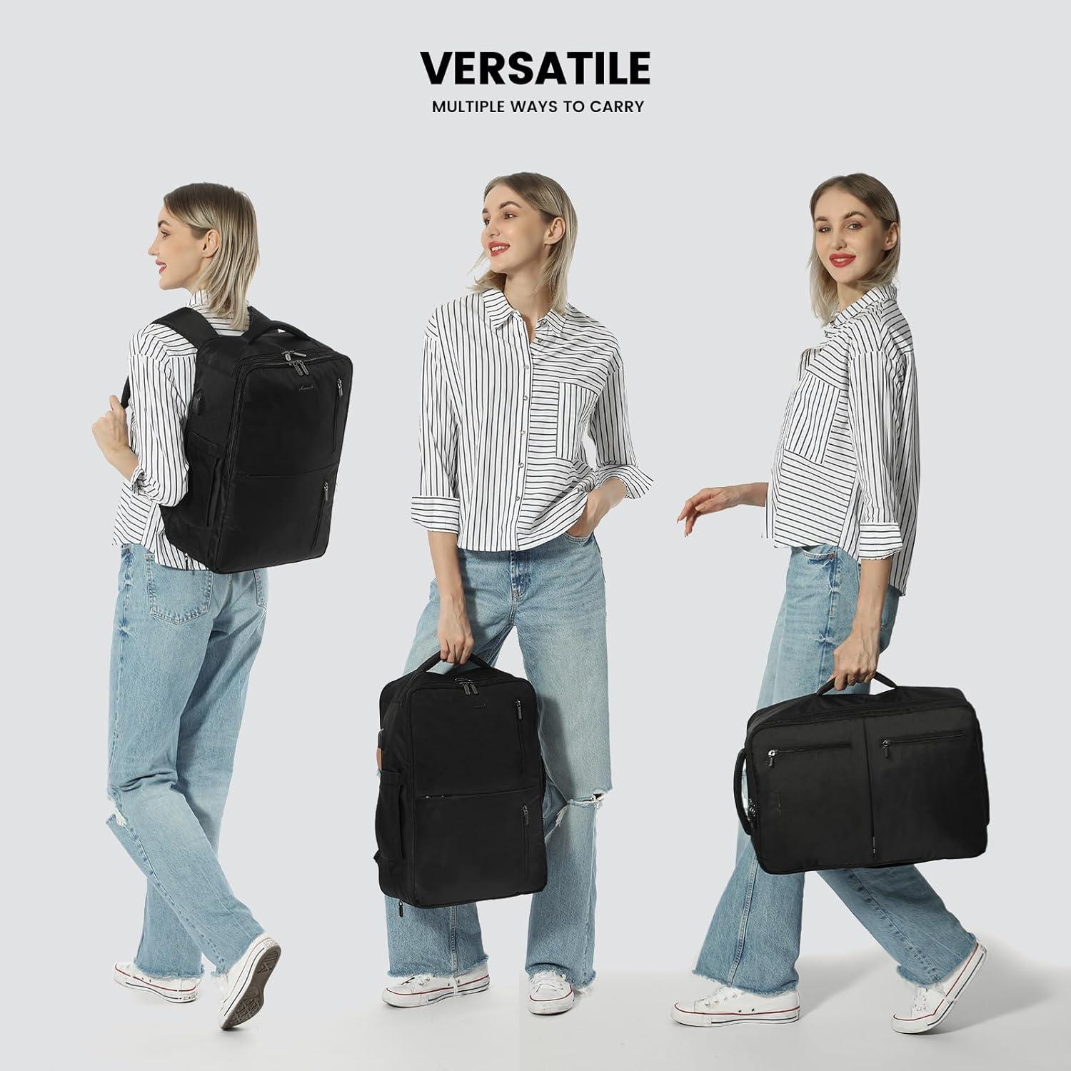 Handgepäck Rucksack Damen Herren Reiserucksack Business Laptop 18 Zoll Schwarz