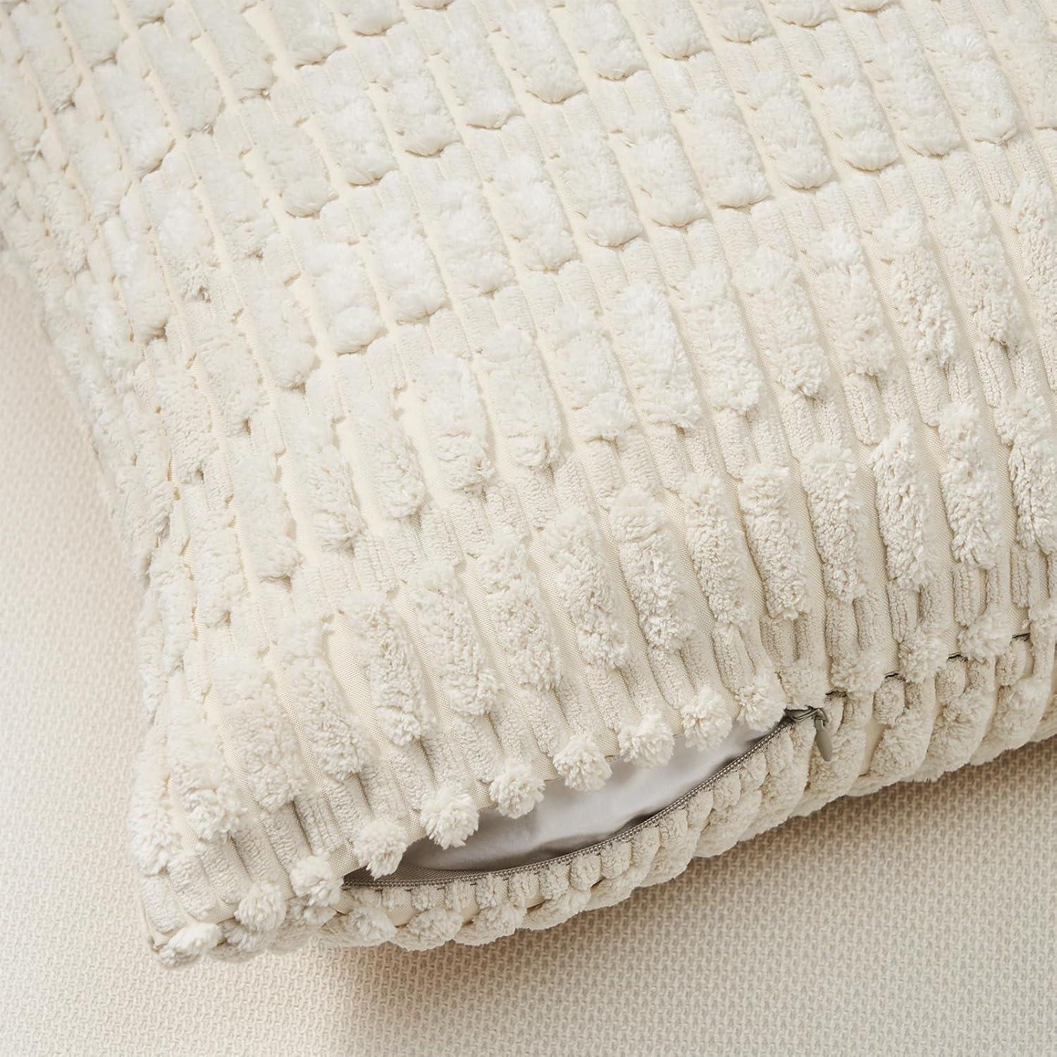 Boho Kissenbezug 50x50cm grau 4er Set Kordsamt Dekokissen
