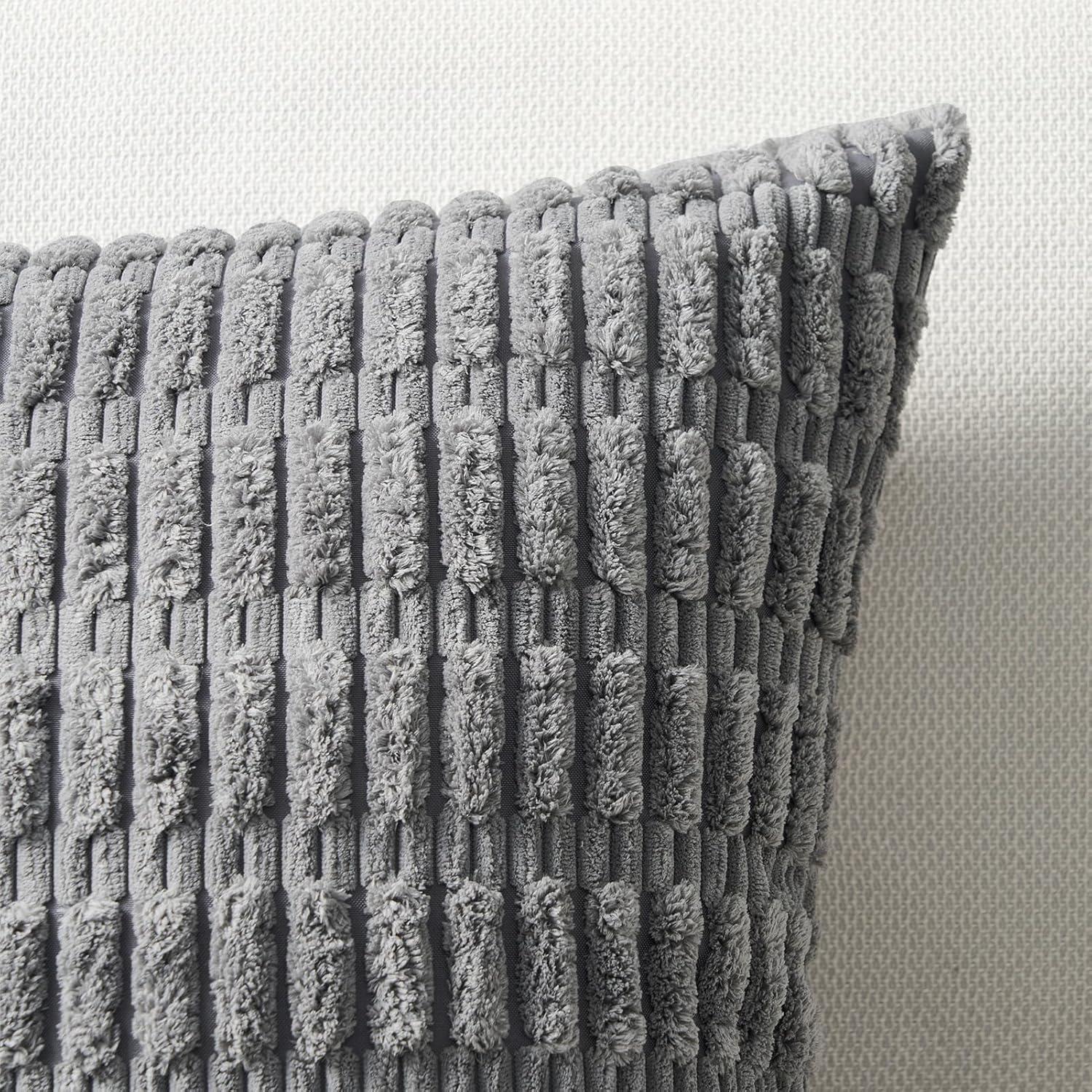 Kissenbezug Set Kordsamt Boho 50x50 grau 4er Sofakissen Wohnzimmer