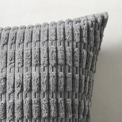 Kissenbezug Set Kordsamt Boho 50x50 grau 4er Sofakissen Wohnzimmer