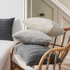 Topfinel Boho Kordsamt Kissenbezug 50x50cm grau 4er Set Sofakissen Schlafzimmer Wohnzimmer Kinder