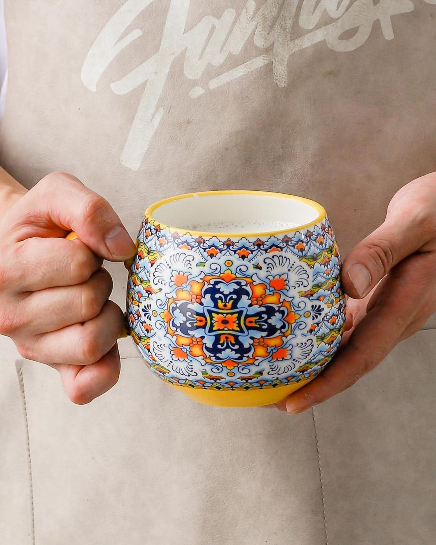 Cappuccinotassen Set Porzellan 600ml Bohemian Style 6er Tassen Muster
