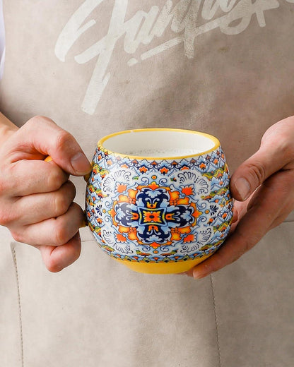 Cappuccinotassen Set Porzellan 600ml Bohemian Style 6er Tassen Muster