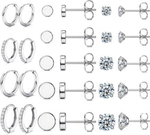 Kleine Ohrstecker Set Opal Zirkonia Silber Hypoallergen
