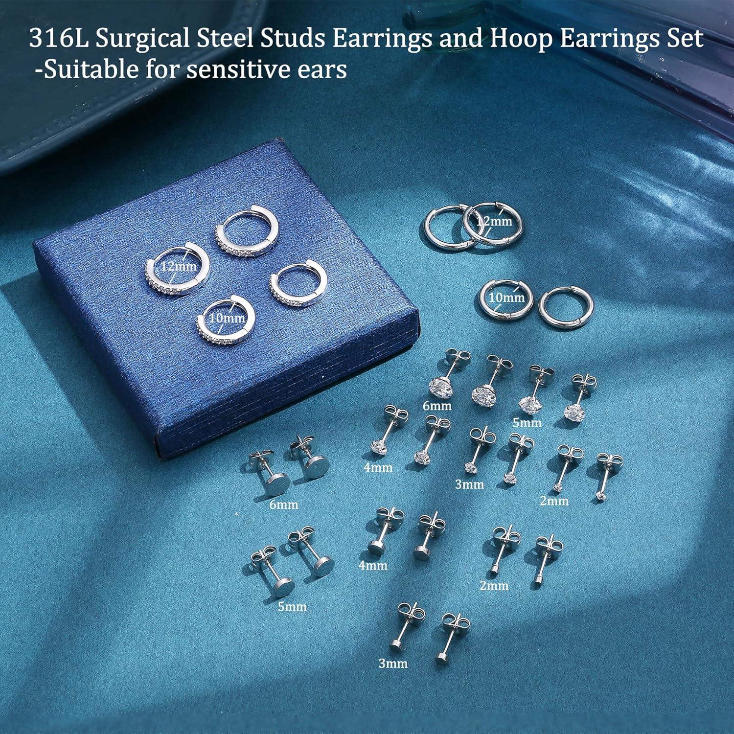 Silberne Ohrstecker Set Opal Zirkonia Ohrringe für Damen Hypoallergen