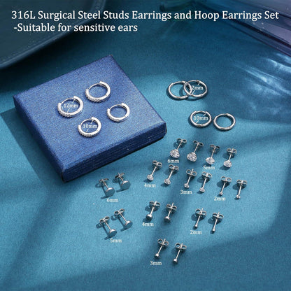 Silberne Ohrstecker Set Opal Zirkonia Ohrringe für Damen Hypoallergen