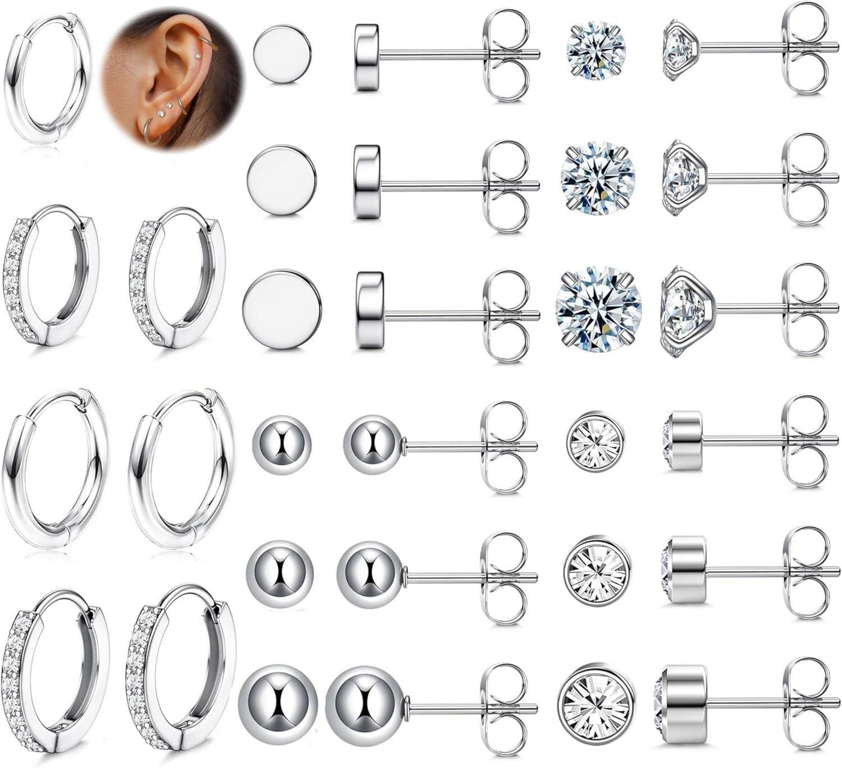 Kleine Ohrstecker Set Chirurgenstahl Opal Zirkonia 5A+ Hypoallergen