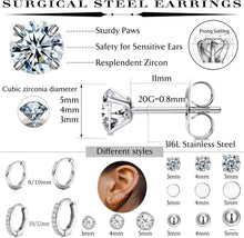 Kleine Silber Ohrstecker Set Opal Zirkonia hypoallergen