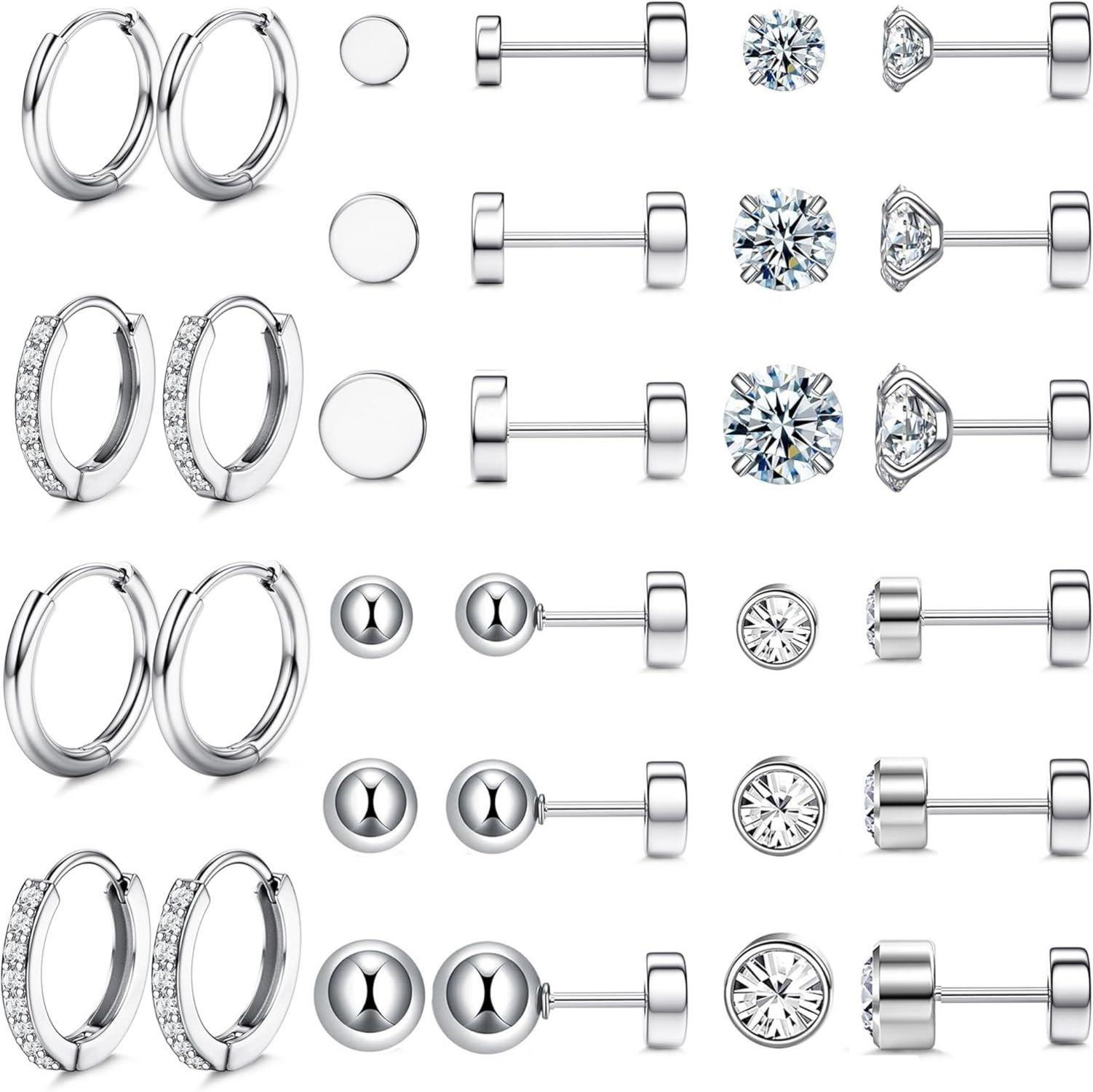 Hypoallergene Silber Ohrringe Set Opal Cubic Zirkonia