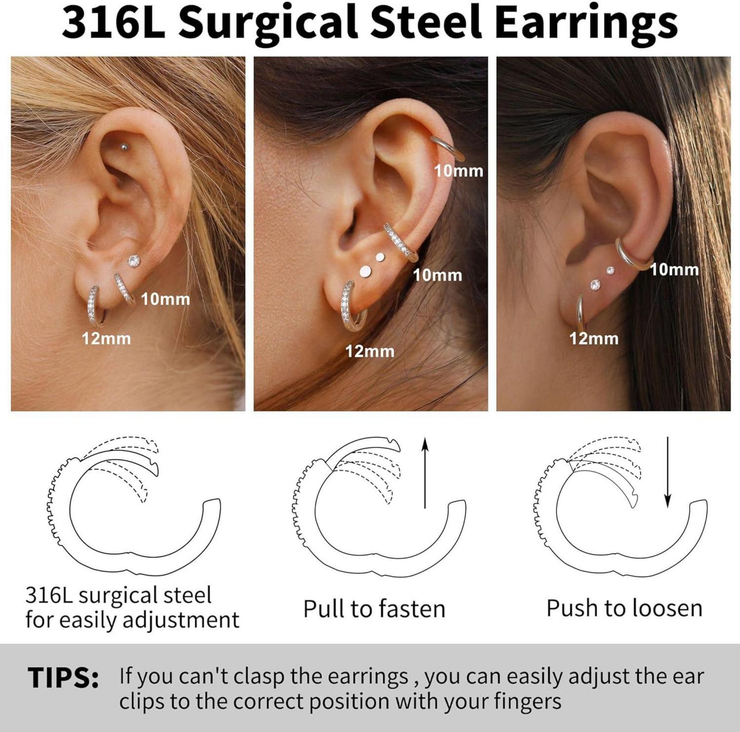 Hypoallergene Silber Ohrringe Set Opal Cubic Zirkonia