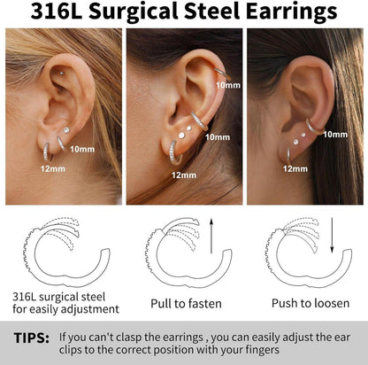 Hypoallergene Silber Ohrringe Set Opal Cubic Zirkonia