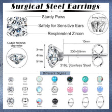 21Pairs Kleine Ohrstecker Chirurgenstahl Damen Zirkonia Opal