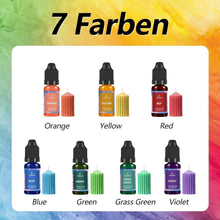 Premium Kerzenwachs Farbe 7 Farben je 10ml Kerzenfarbe