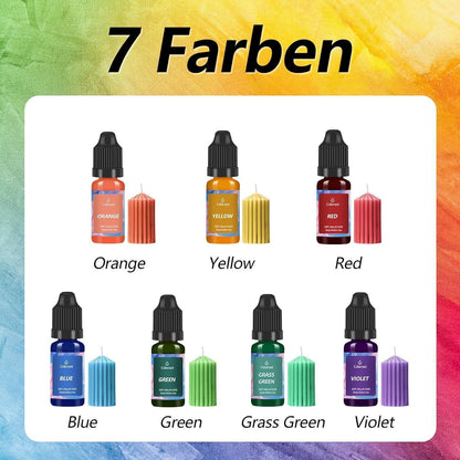 Premium Kerzenwachs Farbe 7 Farben je 10ml Kerzenfarbe