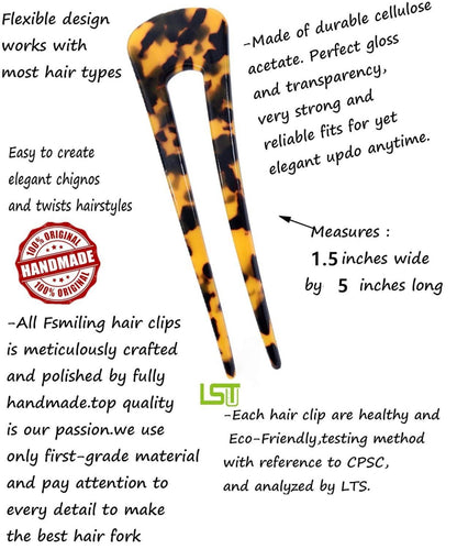 Französische Haarnadeln U-Form Groß für Damen Mädchen 12,7cm 2er Set