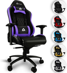 Gaming Stuhl Lila mit Lenden- und Nackenstütze - Ergonomisch